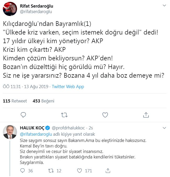 Kılıçdaroğlu&#039;na &#039;erken seçim&#039; yanıtı