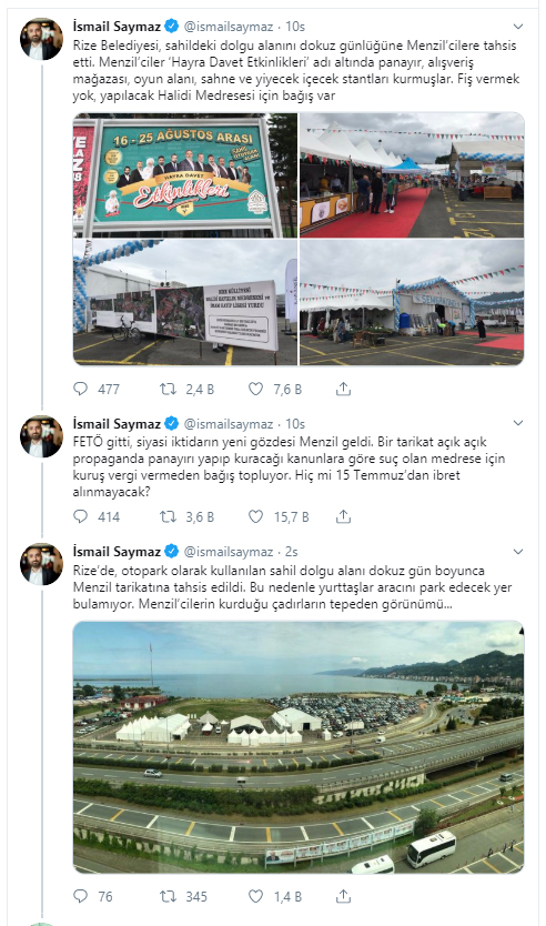 İsmail Saymaz duyurdu: Menzilci vakıf AKP&#39;nin izniyle şehirde at koşturuyor