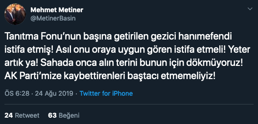 AKP&#039;li Metiner&#039;den istifa çağrısı: Bize kaybettirenleri baştacı etmeyelim!