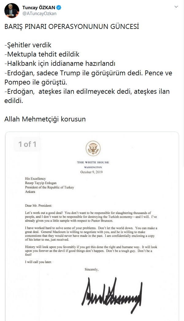 Tuncay Özkan&#039;dan Barış Pınarı Harekatı&#039;nın ve ateşkes sürecinin özeti