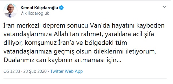 Kılıçdaroğlu&#039;ndan depremin ardından ilk açıklama