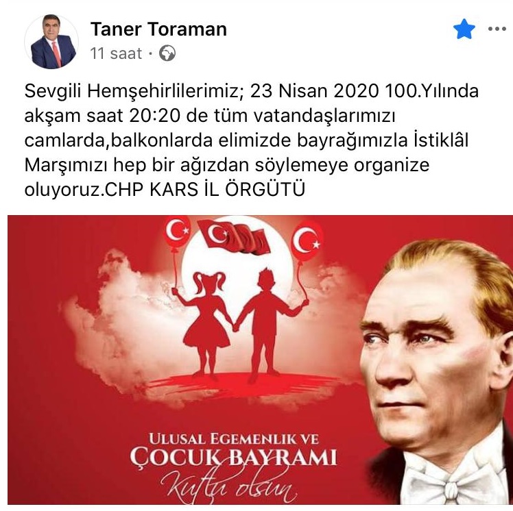 23 Nisan çağrısı: Evlerimize bayrak asalım
