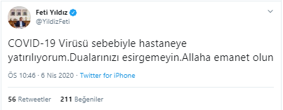 MHP Genel Başkan Yardımcısının koronavirüs testi pozitif çıktı