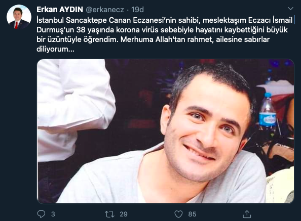 İstanbul&#039;da genç eczacı koronavirüs nedeniyle yaşamını yitirdi