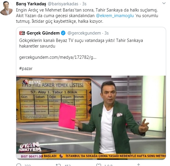 Yarkadaş&#039;tan Yeni Şafak&#039;a Sözcü ve Korkusuz tepkisi!