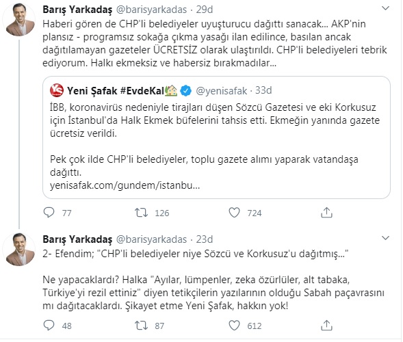 Yarkadaş&#039;tan Yeni Şafak&#039;a Sözcü ve Korkusuz tepkisi!
