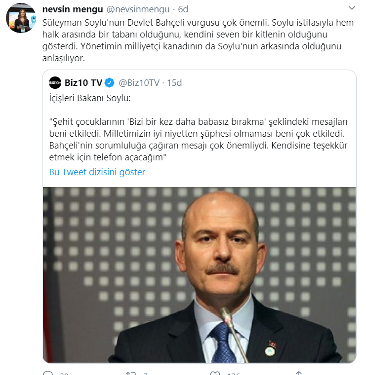 Mengü:Soylu&#039;nun Devlet Bahçeli vurgusu çok önemli