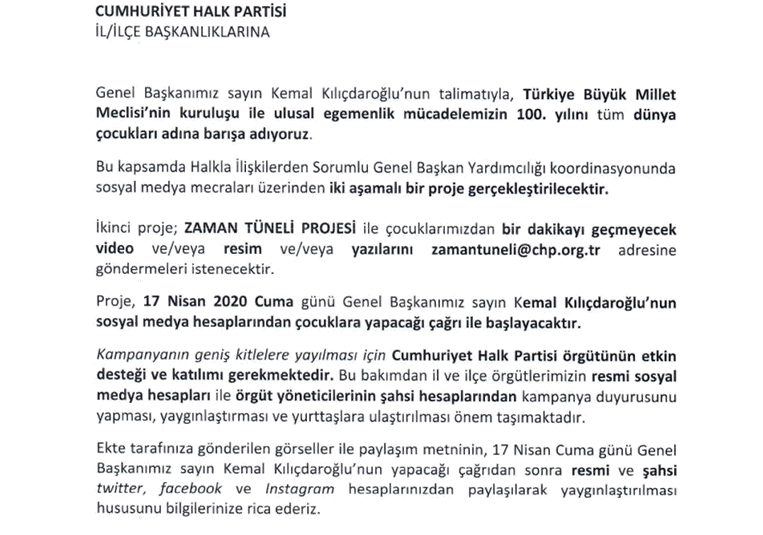 CHP’den il ve ilçe başkanlarına 23 Nisan çağrısı