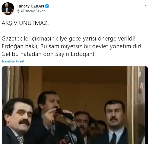 Tuncay Özkan: Gel bu hatadan dön Sayın Erdoğan!