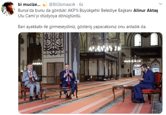 Camiye ayakkabı ile giren AKP’li başkana tepki