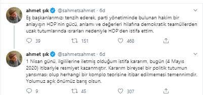 Ahmet Şık HDP&#039;den istifa etti