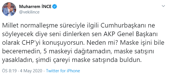 Maske satışını yasakladın, şimdi çareyi satışında buldun