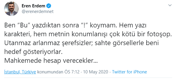 Eren Erdem: Utanmaz arlanmaz şerefsizler...