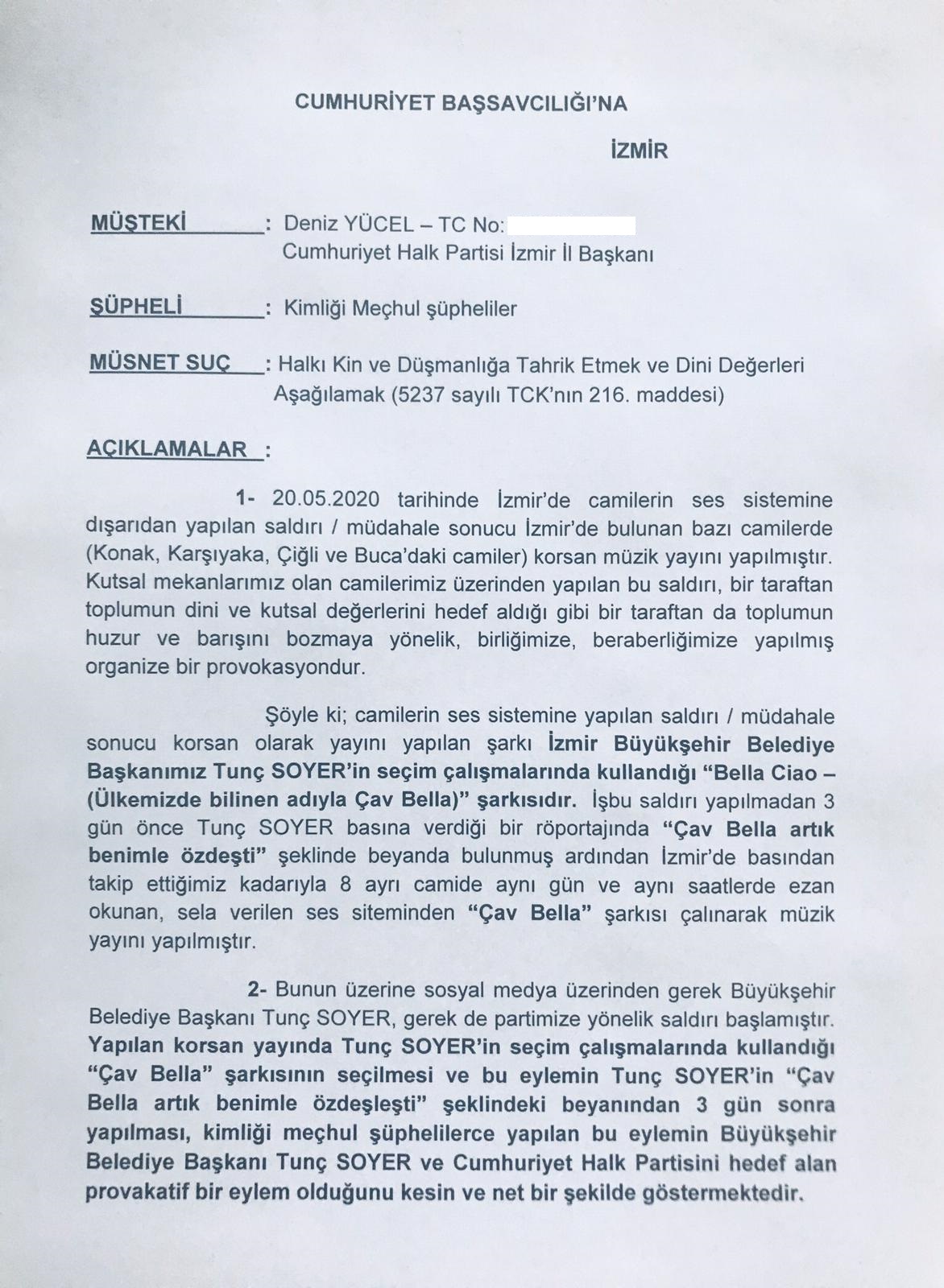 CHP İzmir Çav Bella provokasyonu için suç duyurusunda bulundu!