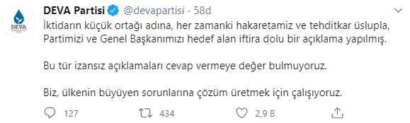 DEVA Partisi&#039;nden MHP&#039;ye yanıt