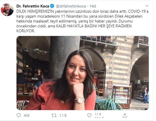 Fahretti Koca, Dilek hemşirenin ölüm haberini yalanladı