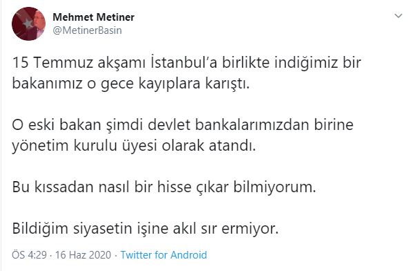 AKP&#039;li Mehmet Metiner&#039;den partisini karıştıracak iddia