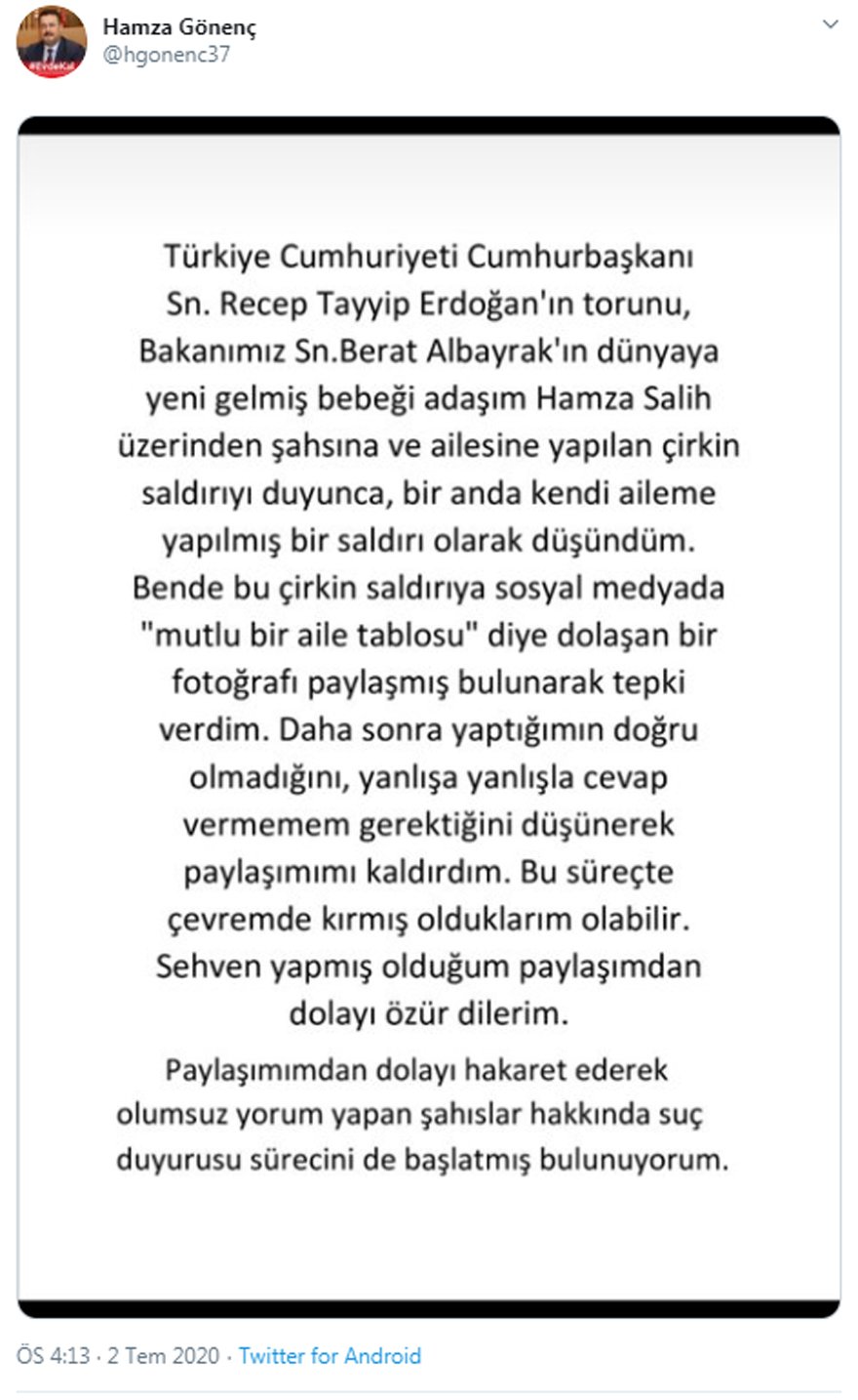 AKP&#039;li o isim skandal paylaşım için özür diledi!