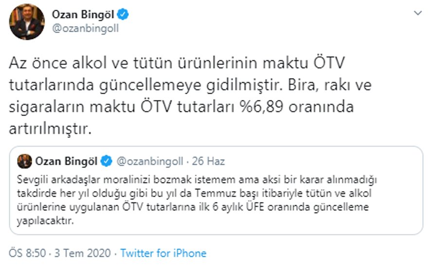 Sigara ve alkole vergi zammı