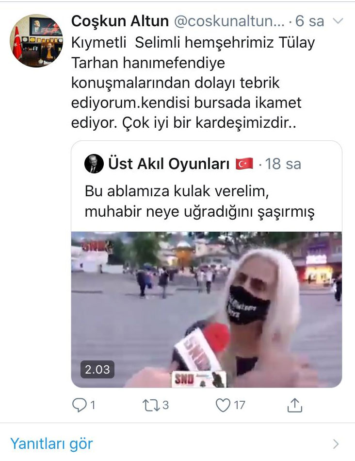 AKP&#039;li başkan &#039;Cumhuriyet sömürge rejimidir&#039; diyen kadını tebrik etti