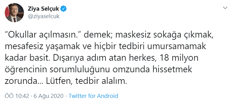 Bakan Selçuk’tan okulların açılmasıyla ilgili flaş açıklama!