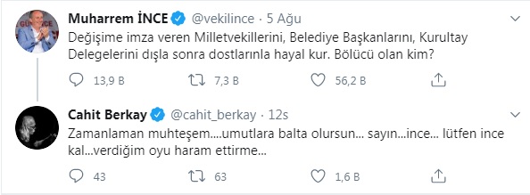 Cahit Berkay: Sayın İnce... Lütfen ince kal...