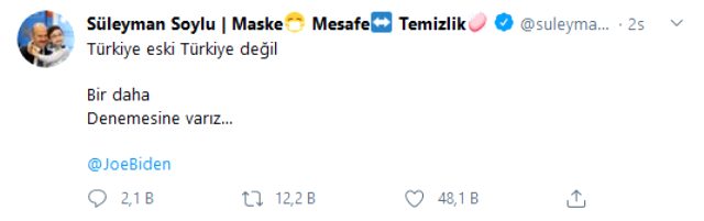 Bakan Soylu, Biden&#039;a meydan okudu