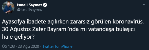 Koronavirüs, Zafer Bayramı’nda mı vatandaşa bulaşıcı hale geliyor?