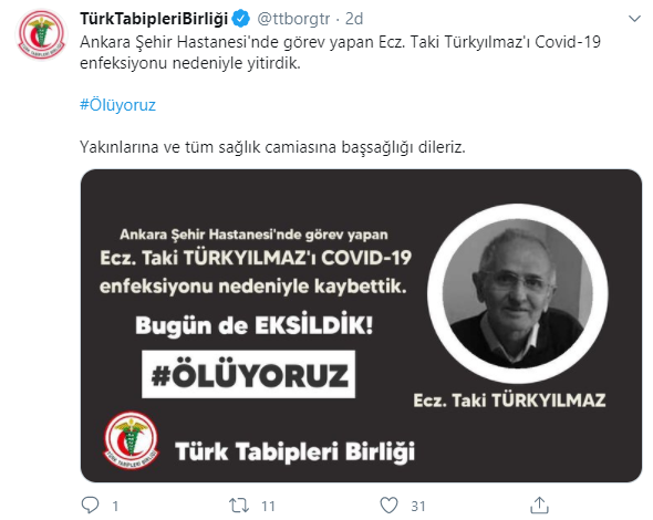 Bir eczacı daha koronavürüse yenik düştü