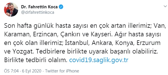 Bakanlık korona tablosu ve vaka sayısını açıkladı!