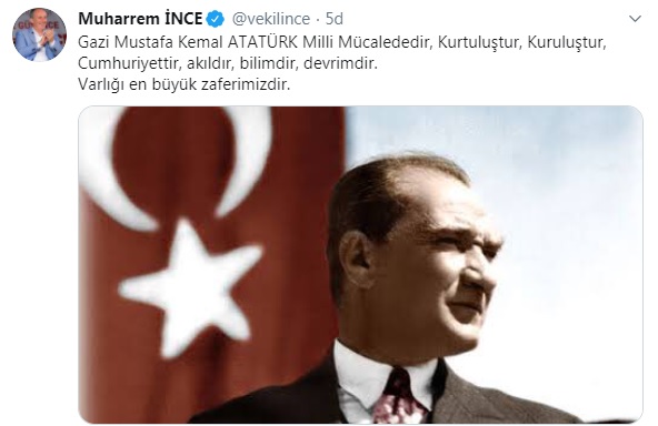 Bir Atatürk mesajı da Muharrem İnce&#039;den