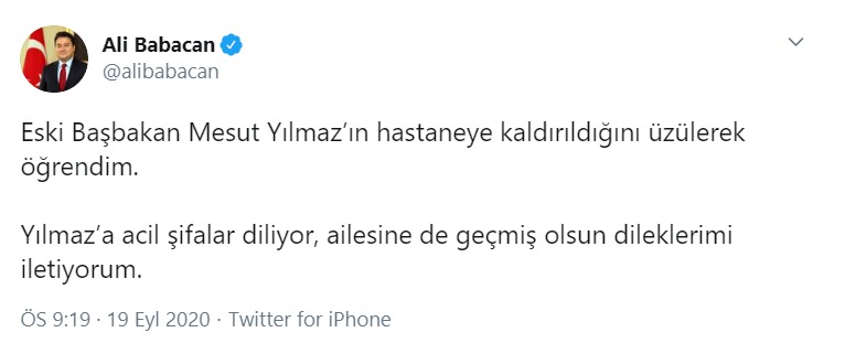 Mesut Yılmaz hastaneye kaldırıldı