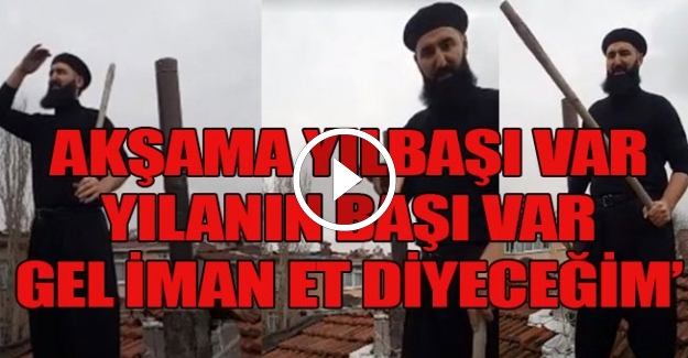 Elinde sopayla damda Noel baba bekledi!